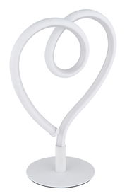 Moderne LED-Tischleuchte in Herzform, seitliche Perspektive