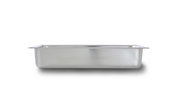 Seitenansicht eines Edelstahl-Chafing-Dish-Behälters