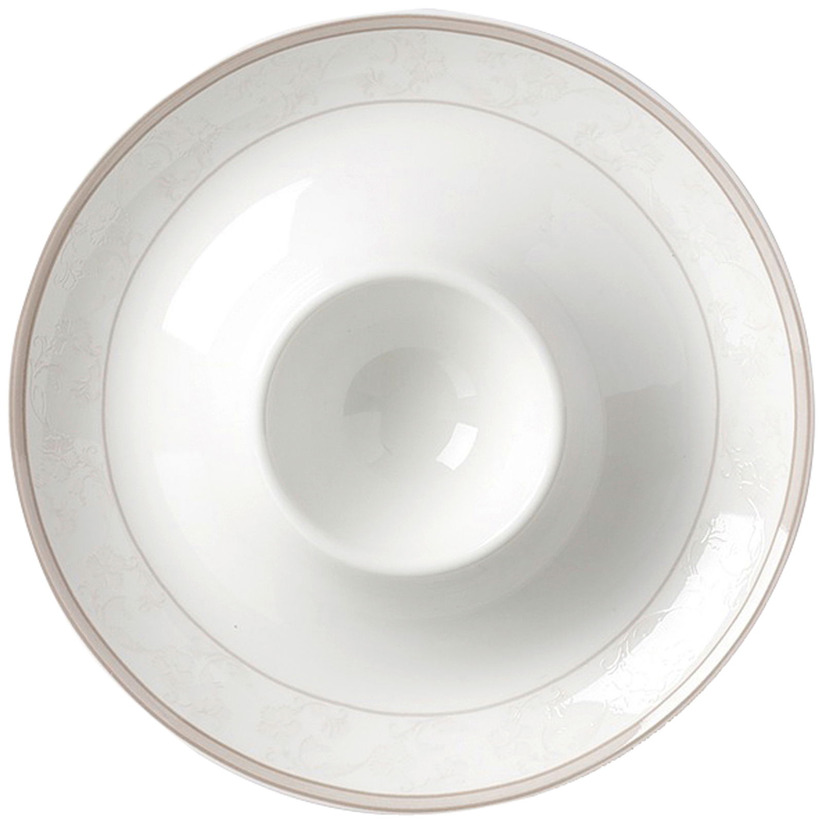 Ritzenhoff & Breker Eierteller ISABELLA Eierteller Isabella 13cm aus der Vogelperspektive, weiß mit dezentem Muster am Rand