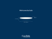 Mehrzweckschale mit 450 ml Fassungsvermögen, Höhe 3 cm und Durchmesser 18,6 cm, in seitlicher Ansicht (Profilansicht) dargestellt