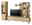 Moderne Wohnwand aus Holz mit TV-Schrank, Regal und Vitrine, frontal betrachtet