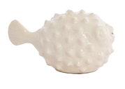Keramik-Ornament in Form eines Kugelfisches, seitliche Perspektive
