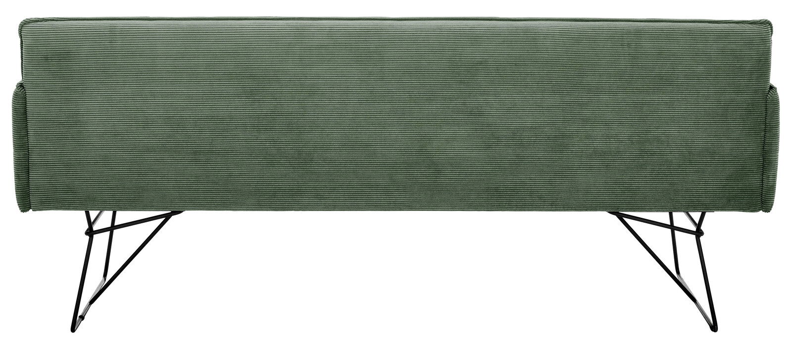 Pure Home Lifestyle Solobank 3-Sitzer med COCONUT Rückansicht einer grünen 3-Sitzer-Solobank mit Metallbeinen.