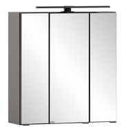 Moderner Spiegelschrank mit drei Türen und integrierter Beleuchtung, Frontalansicht