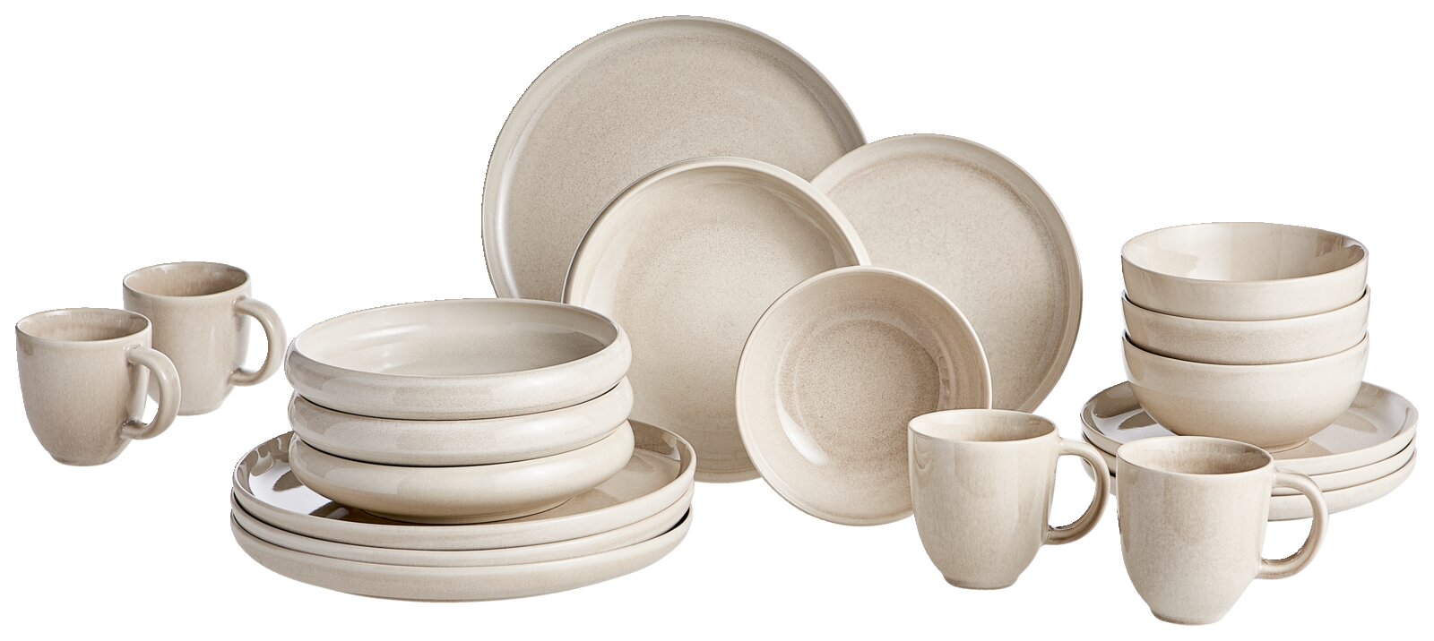 blomus Kombiservice 20-tlg. CANJU Kombiservice 20-teilig CANJU Moonbeamblomus in beige, bestehend aus Tellern, Schalen und Tassen, seitliche Perspektive