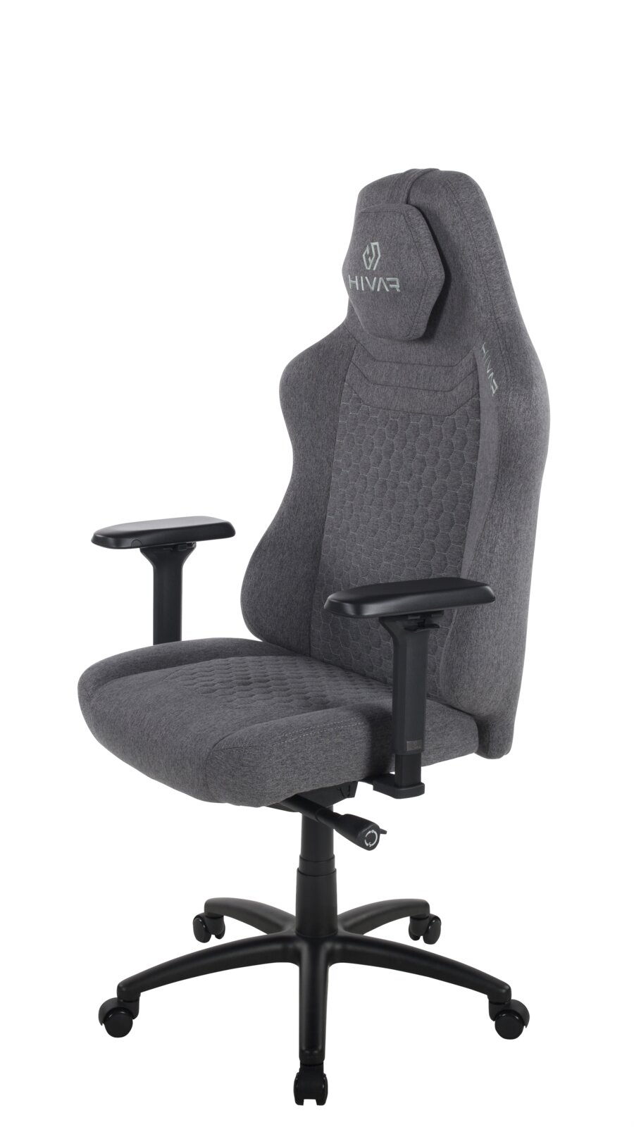 Grauer Gaming-Stuhl HIVAR ORBICAL XL mit ergonomischem Design, seitliche Perspektive