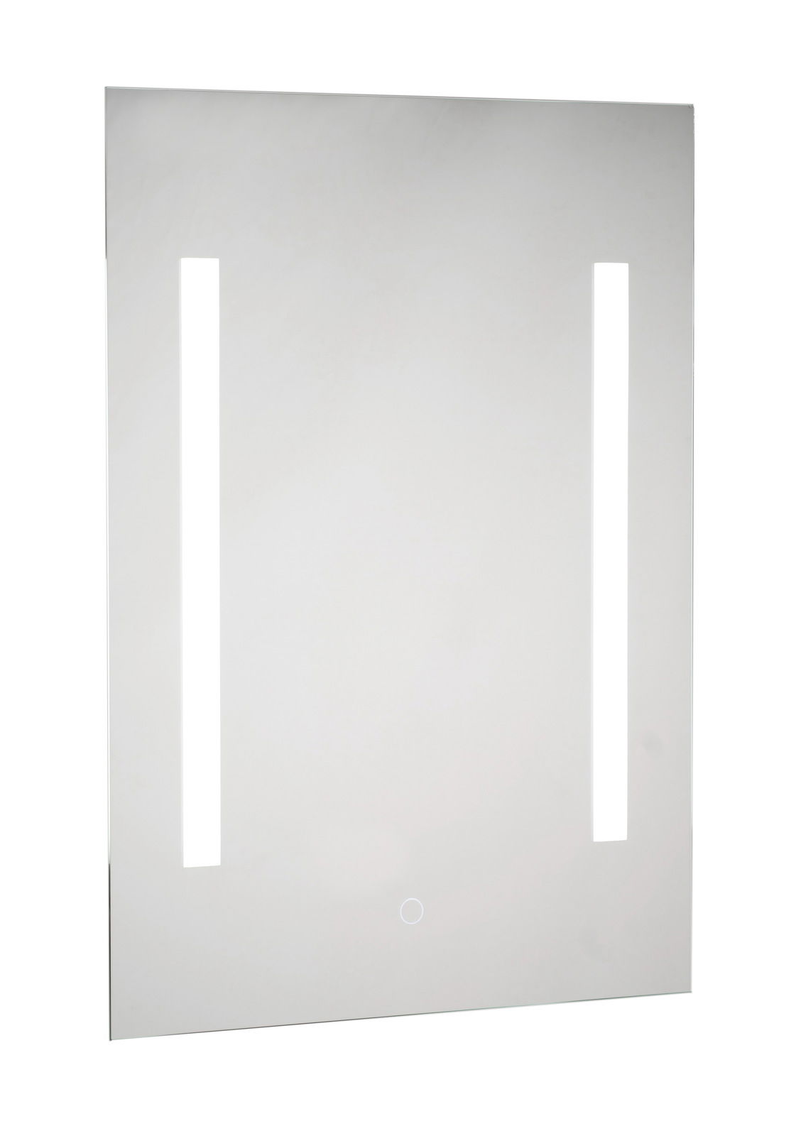 Rechteckiger LED-Spiegel mit zwei vertikalen Lichtstreifen, Frontalansicht