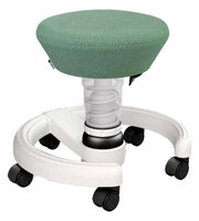 Grüner Sitzhocker für Kinder mit Rollen, seitliche Perspektive