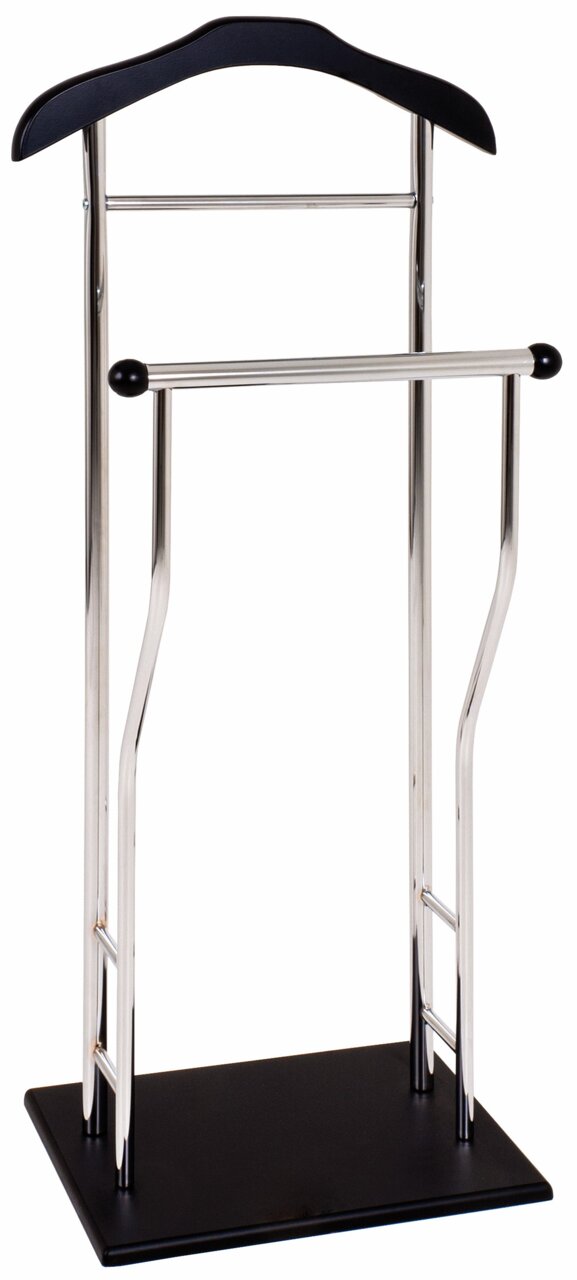 Herrendiener aus Metall mit schwarzem Holzdetail, frontal abgebildet.