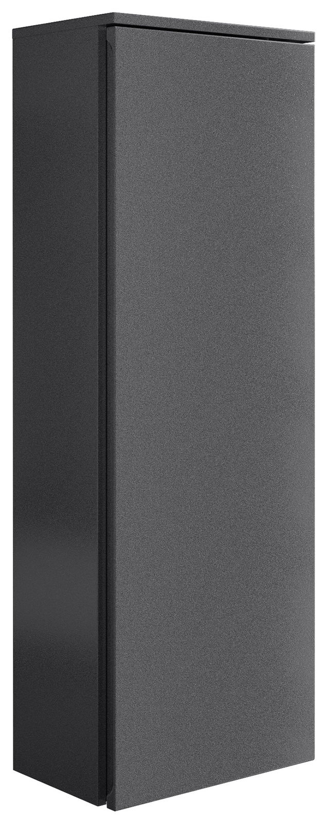 Schwarzer Kofferschrank in seitlicher Perspektive