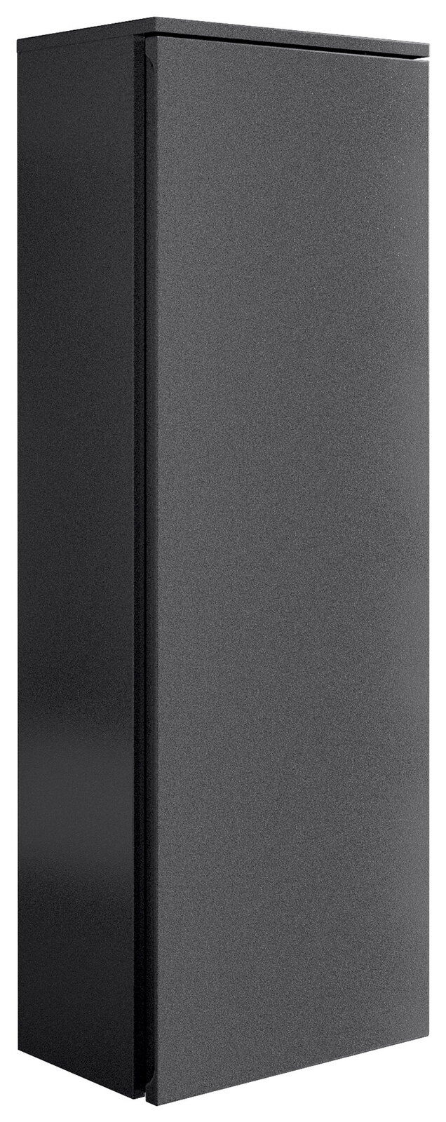 Schwarzer Kofferschrank in seitlicher Perspektive