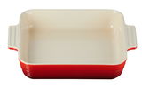 Rote rechteckige Auflaufform von Le Creuset, Ansicht von oben