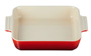 Rote rechteckige Auflaufform von Le Creuset, Ansicht von oben