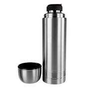 Edelstahl-Isolierflasche 1,0 L SENATOR mit abgenommenem Deckel, seitliche Perspektive