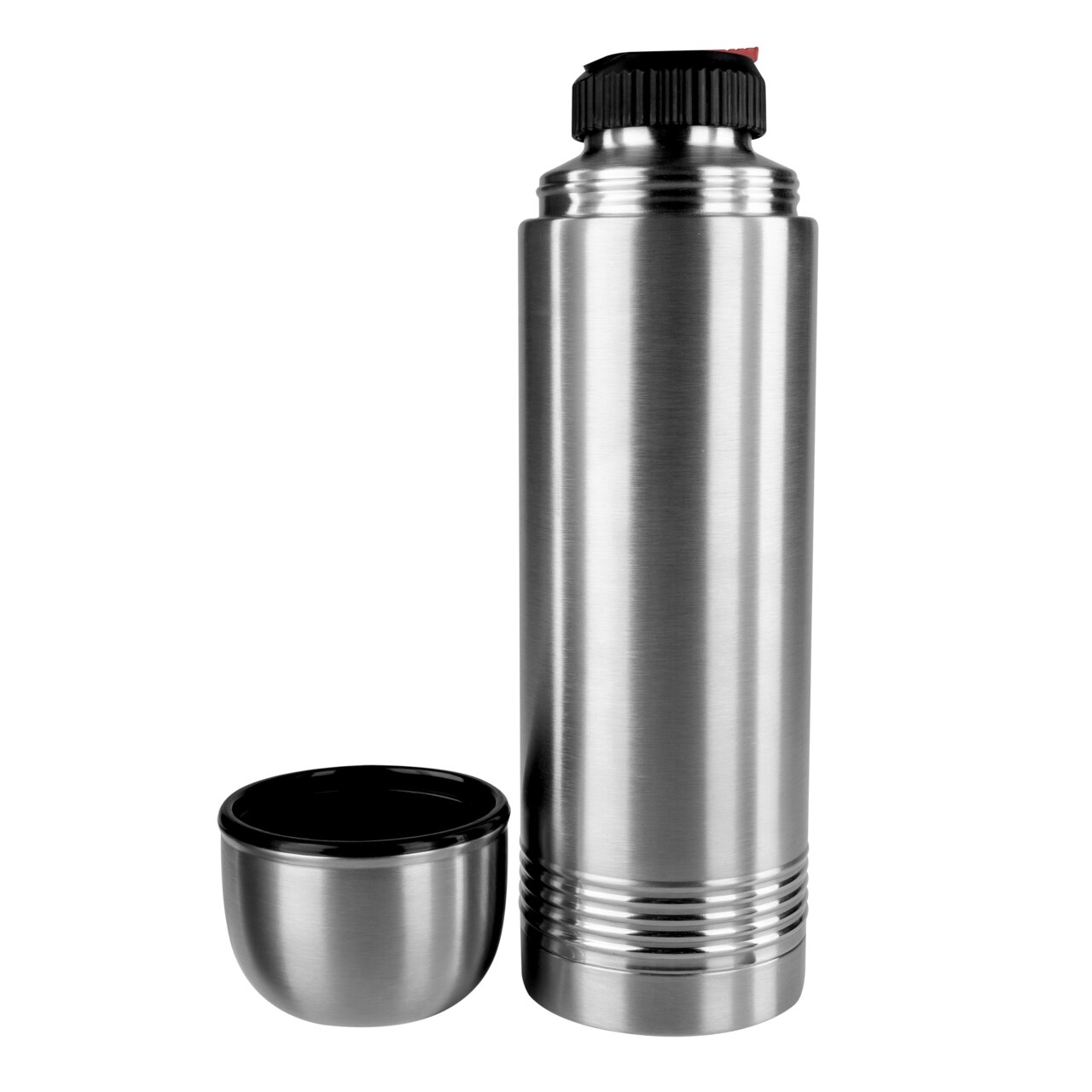 Edelstahl-Isolierflasche 1,0 L SENATOR mit abgenommenem Deckel, seitliche Perspektive