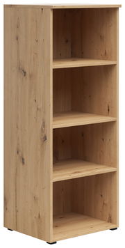 Holzregal mit vier offenen Fächern, seitliche Perspektive