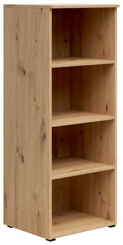 Holzregal mit vier offenen Fächern, seitliche Perspektive