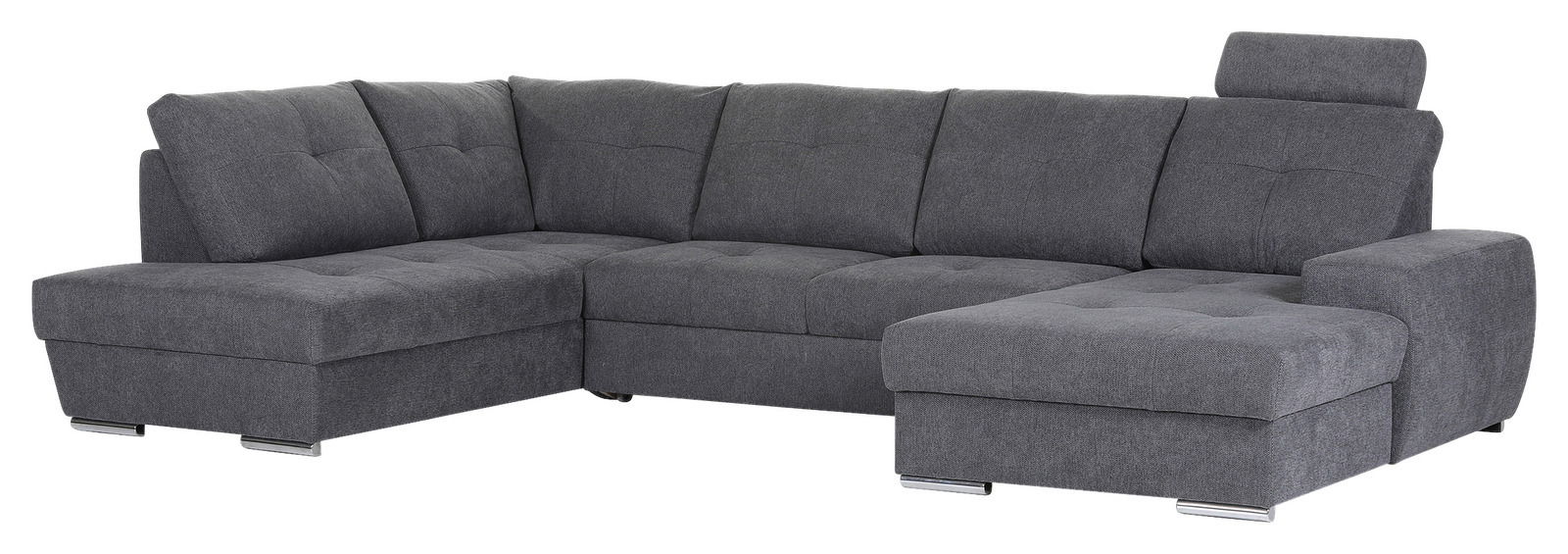 Graues Ecksofa mit Ottomane, Ansicht von vorne rechts