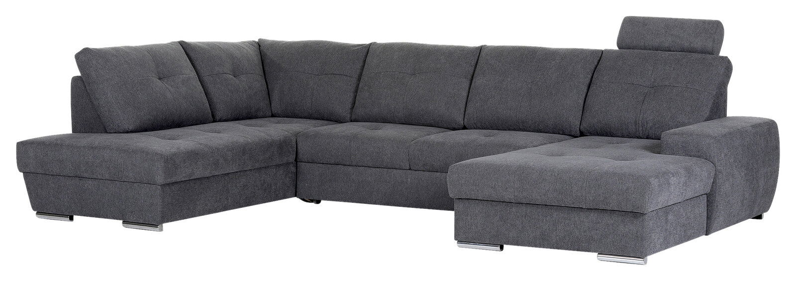 Graues Ecksofa mit Ottomane, Ansicht von vorne rechts