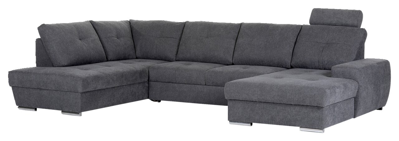 Hom´in Wohnlandschaft MAURIS Graues Ecksofa mit Ottomane, Ansicht von vorne rechts