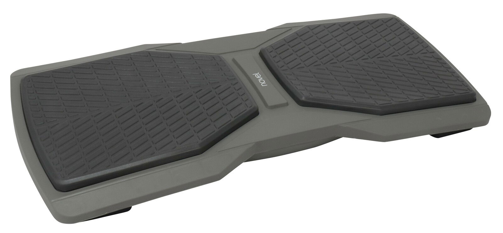 Graue Fußstütze mit rutschfester Oberfläche, seitliche Perspektive