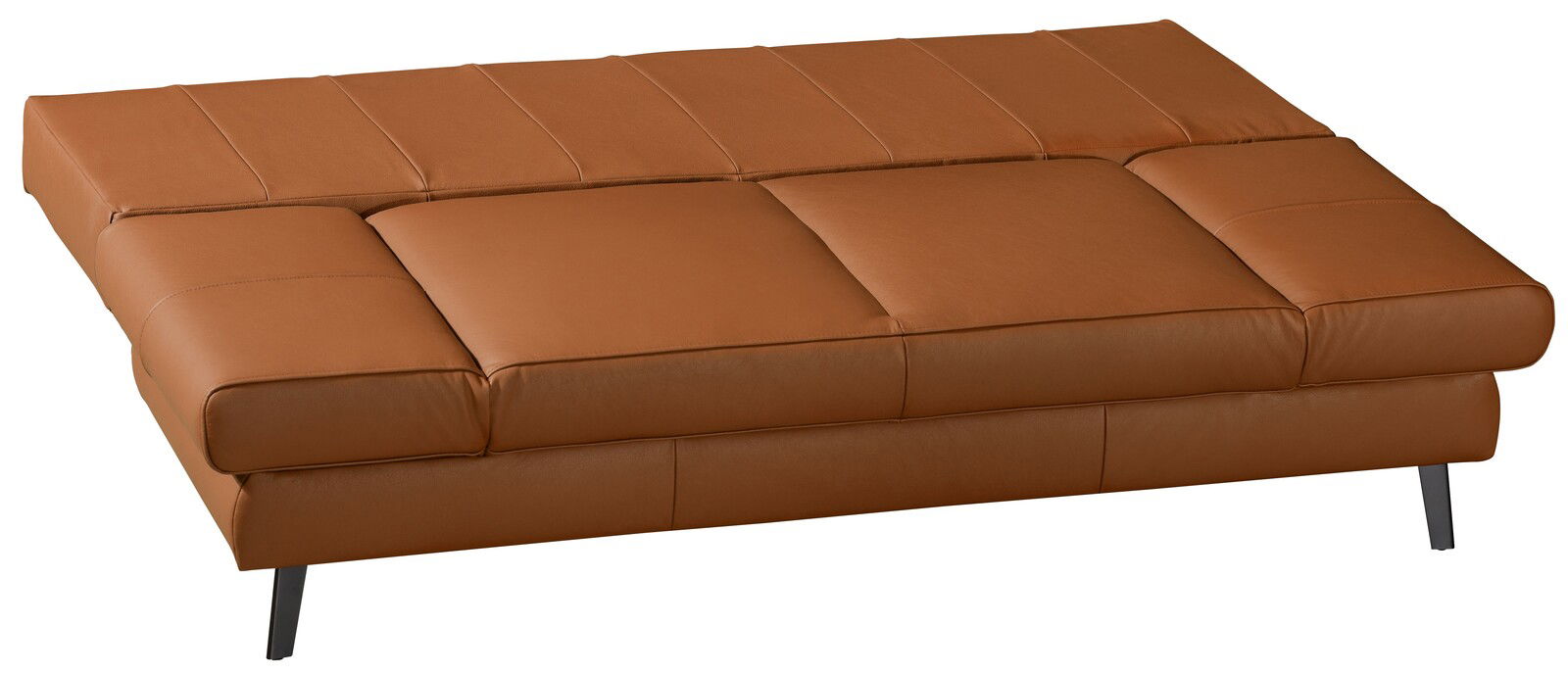 Braunes Querschläfer-Sofa in Liegeposition, seitliche Perspektive