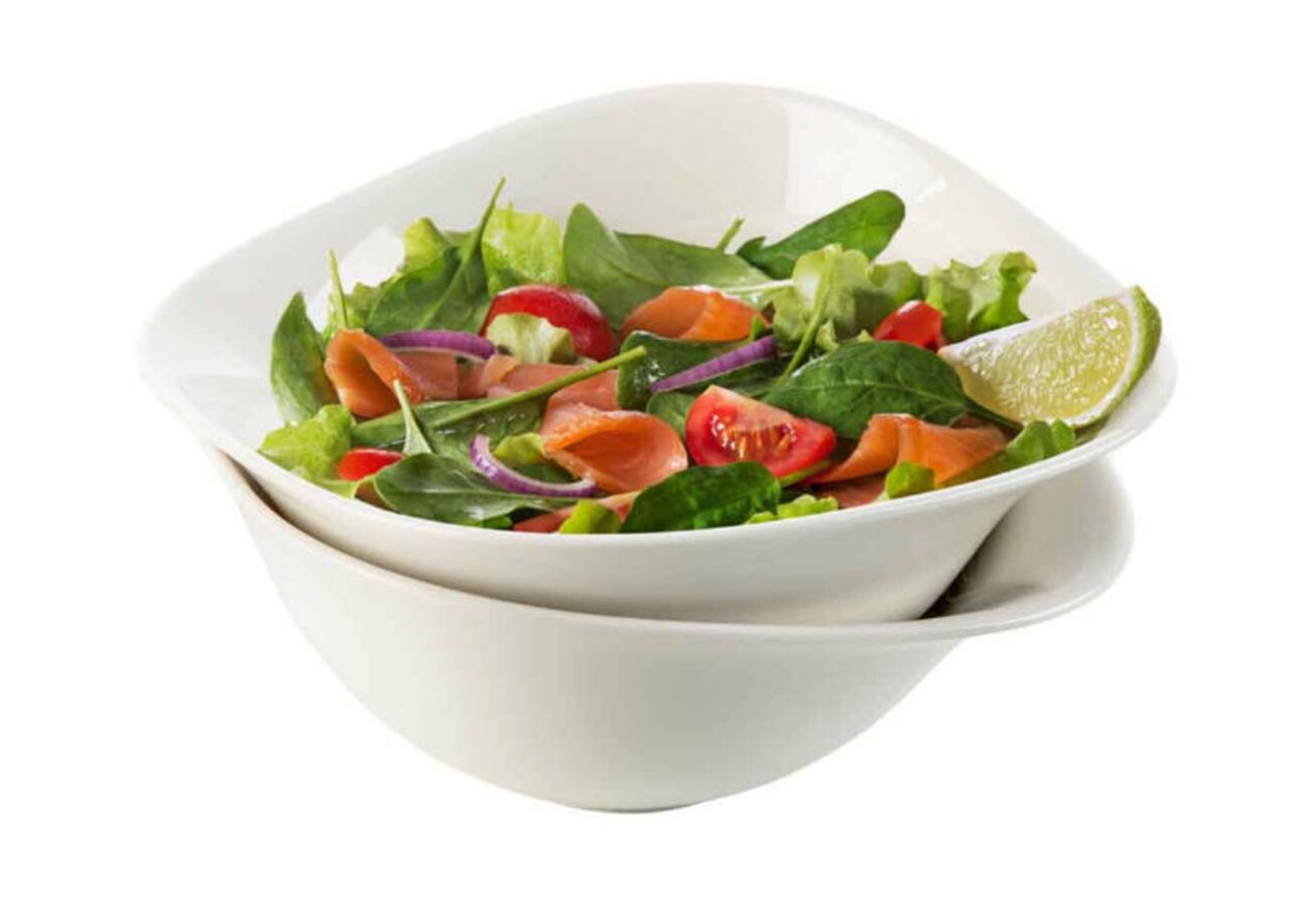 Villeroy & Boch Salatschale Set 2tlg. VAPIANO Zweiteiliges Salatschalen-Set Vapiano mit frischem Salat, seitliche Perspektive