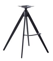 Schwarzes Barstuhlgestell aus Metall mit drei Beinen und Fußstütze, seitliche Perspektive