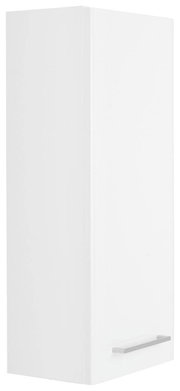 Weißer Wandschrank mit silbernem Griff, seitliche Perspektive