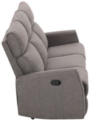 Graues 3-Sitzer-Sofa XORA Polster LIAN, Seitenansicht mit verstellbarer Rückenlehne.