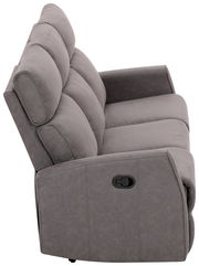 Graues 3-Sitzer-Sofa XORA Polster LIAN, Seitenansicht mit verstellbarer Rückenlehne.