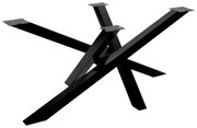 Schwarzes, modernes Tischgestell aus Metall in X-Form, seitliche Perspektive