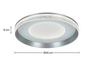 LED-Deckenleuchte mit einem Durchmesser von 40 cm und einer Höhe von 9 cm, seitliche Perspektive