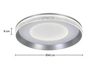 LED-Deckenleuchte mit einem Durchmesser von 40 cm und einer Höhe von 9 cm, seitliche Perspektive