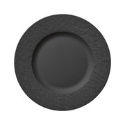 Schwarzer Speiseteller aus der Vogelperspektive, 27 cm Durchmesser, modernes Design