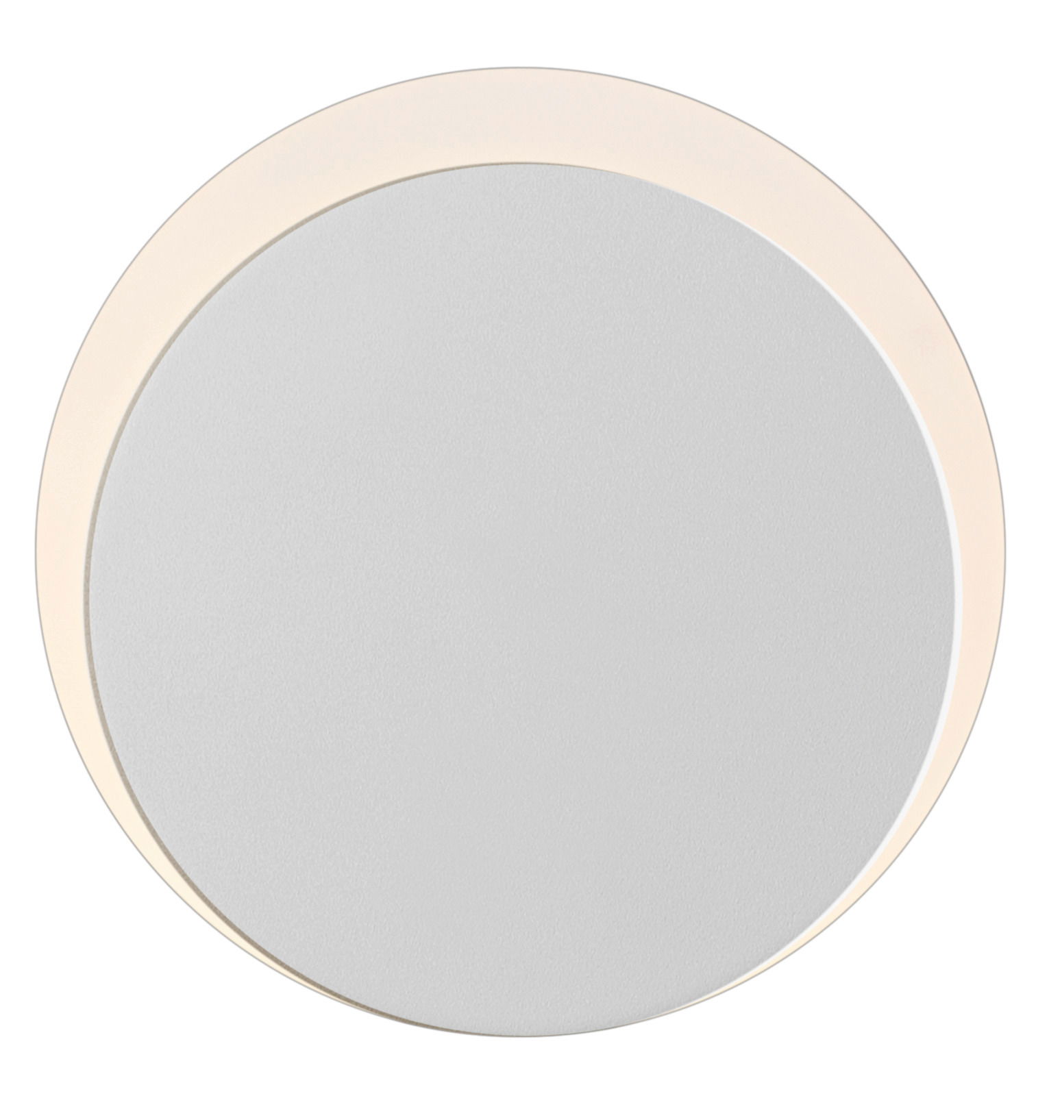 Runde LED-Wandleuchte SUN in Draufsicht mit schlichtem, modernem Design und sanftem Lichtschein.