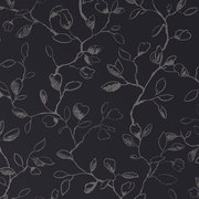 Dunkelblaue Bettwäsche mit floralem Muster aus stilisierten Zweigen und Blättern, Draufsicht