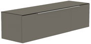 Modernes Hänge-Lowboard in grauer Farbe, seitliche Perspektive