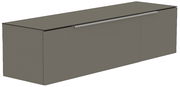 Modernes Hänge-Lowboard in grauer Farbe, seitliche Perspektive