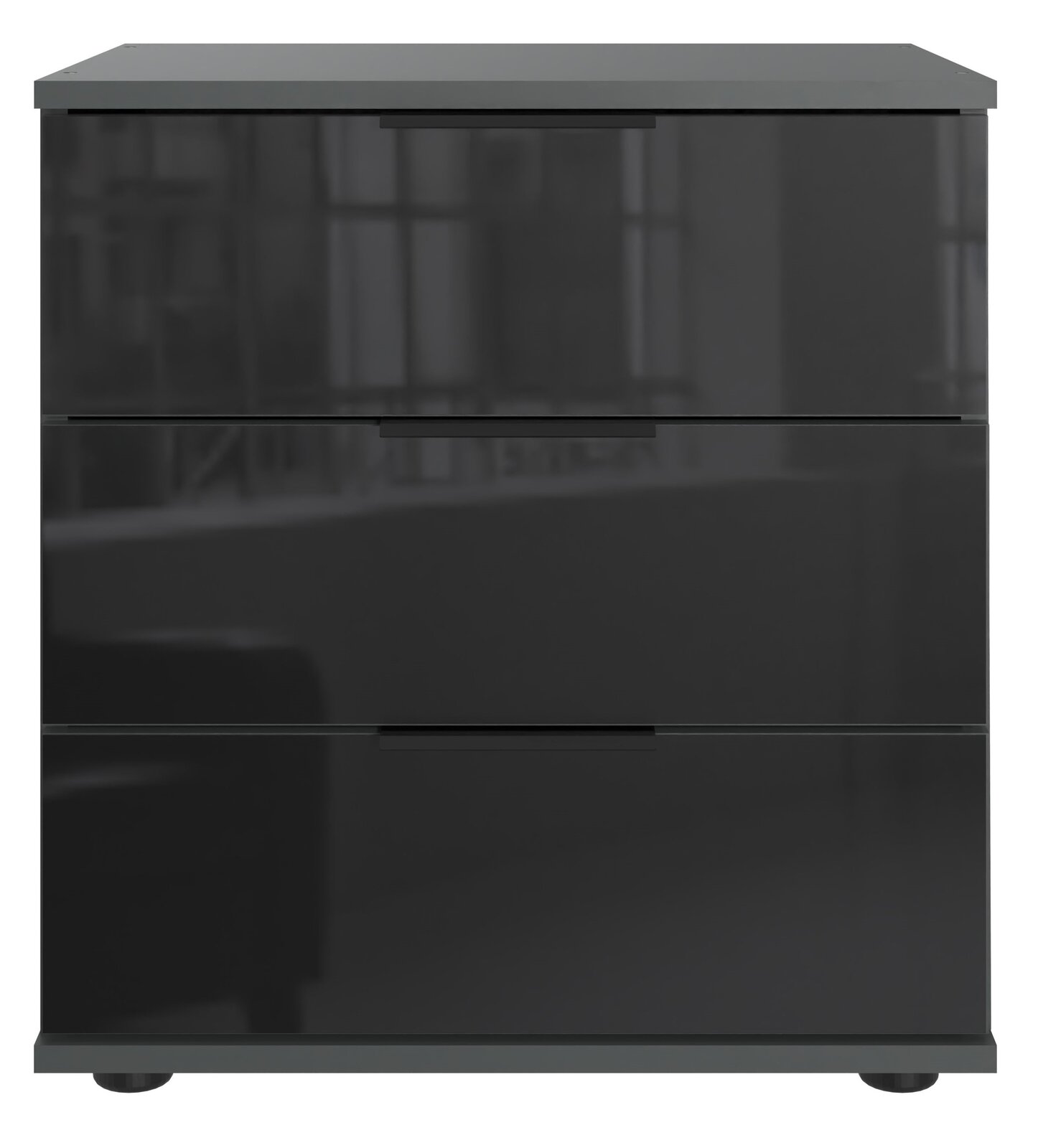 Z2 Nachtkommode SAIGON Moderne Nachtkommode mit drei Schubladen in Hochglanzoptik, Frontalansicht