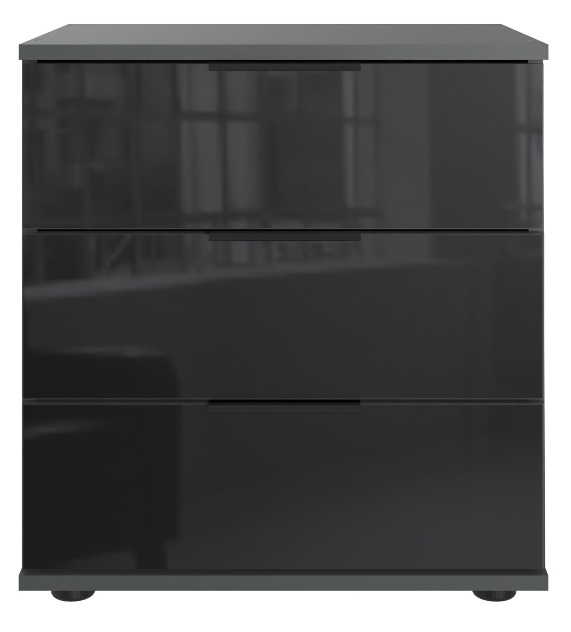 Z2 Nachtkommode SAIGON Moderne Nachtkommode mit drei Schubladen in Hochglanzoptik, Frontalansicht