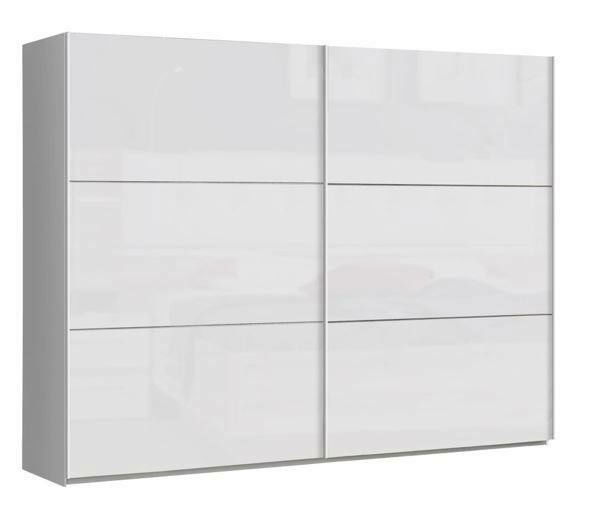 Ti´me Schwebetürenschrank 2-türig LAUSANNE PLUS Weißer Schwebetürenschrank mit zwei Türen, Serie LAUSANNE PLUS, seitliche Perspektive