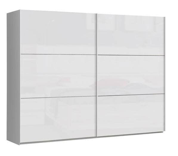 Weißer Schwebetürenschrank mit zwei Türen, Serie LAUSANNE PLUS, seitliche Perspektive