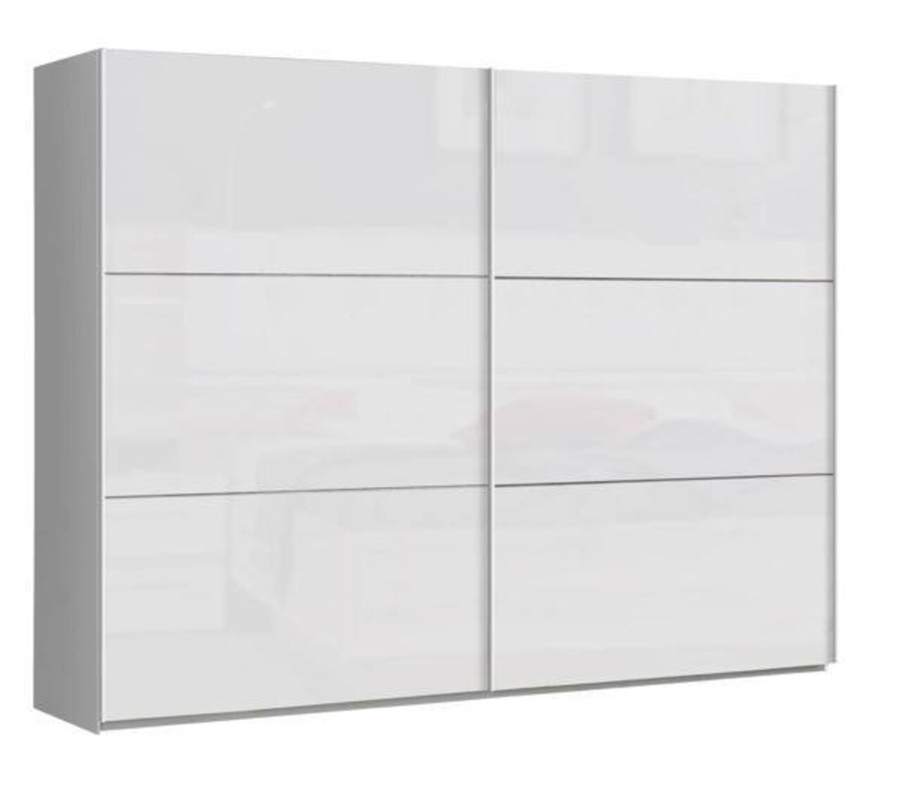 Ti´me Schwebetürenschrank 2-türig LAUSANNE PLUS Weißer Schwebetürenschrank mit zwei Türen, Serie LAUSANNE PLUS, seitliche Perspektive