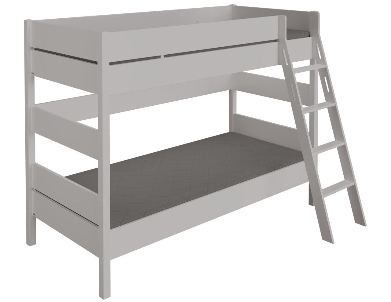 Wit stapelbed met ladder, zijaanzicht