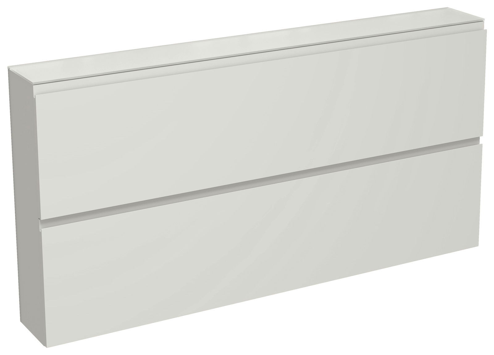 XL-Hängeschuhschrank in Weiß mit zwei Klappen, seitliche Perspektive