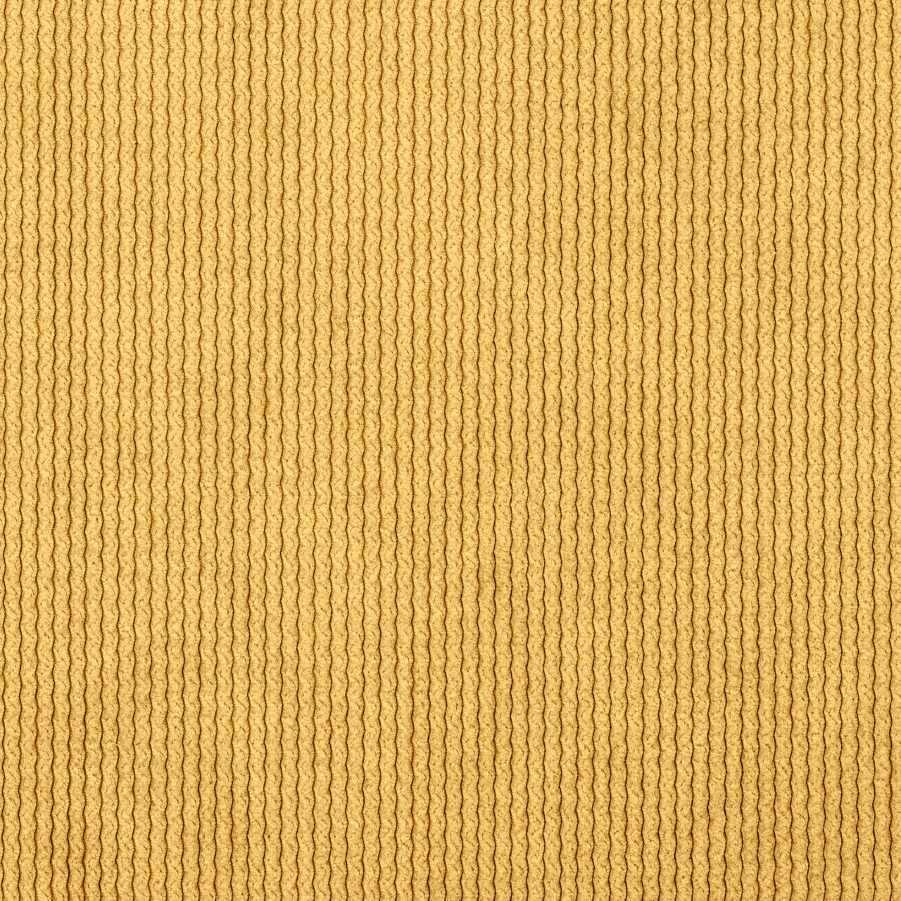 Close-up van een gele, gestructureerde stof met verticale lijnen.