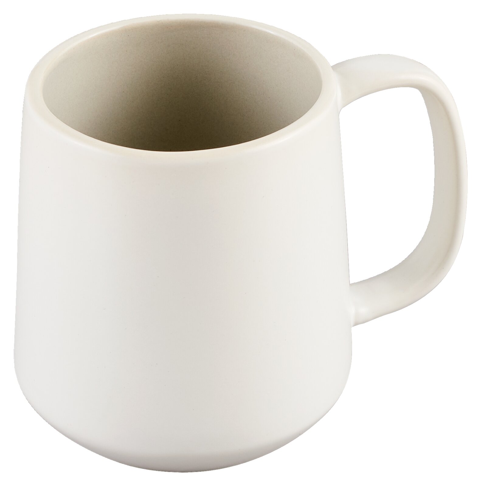 Novel Kaffeebecher LEVANTO Weiße, schlichte Keramik-Kaffeetasse mit Henkel, leicht von oben in schräger Vorderansicht fotografiert