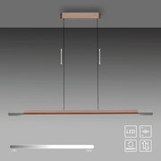 Moderne LED-Pendelleuchte in minimalistischem Design, seitliche Ansicht, mit Dimmfunktion und Höhenverstellbarkeit.