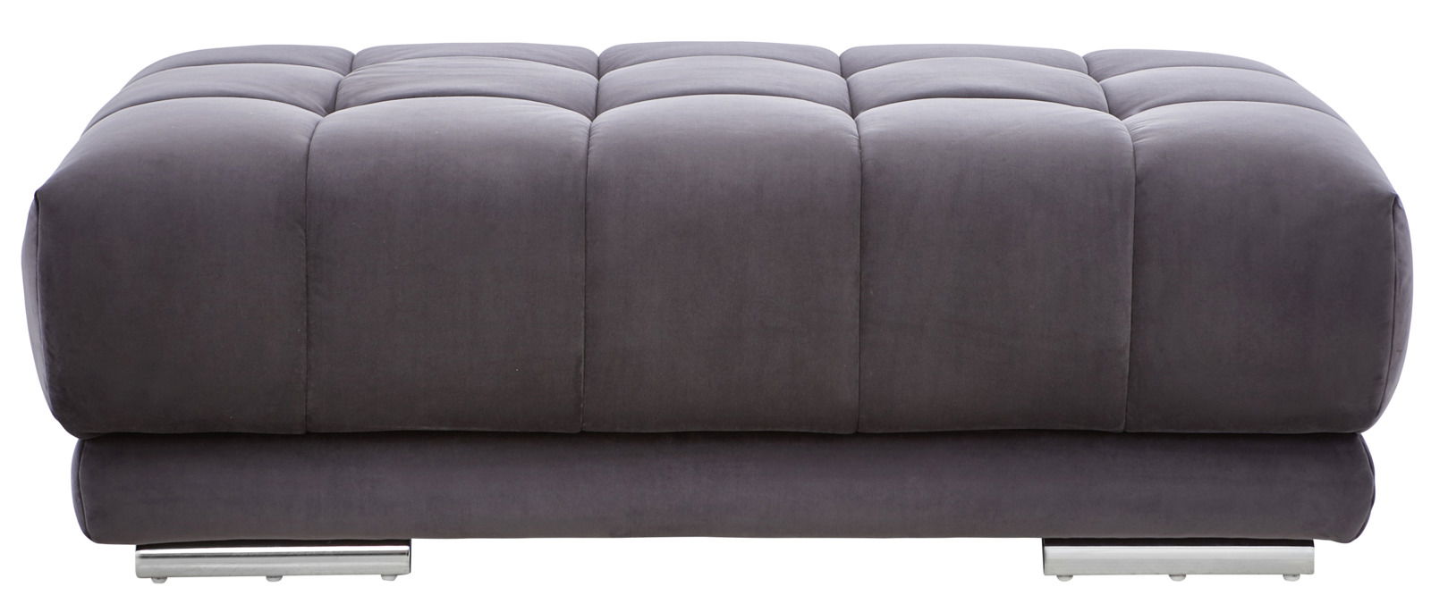 Grauer XXL-Hocker mit gepolsterter Oberfläche, Vorderansicht